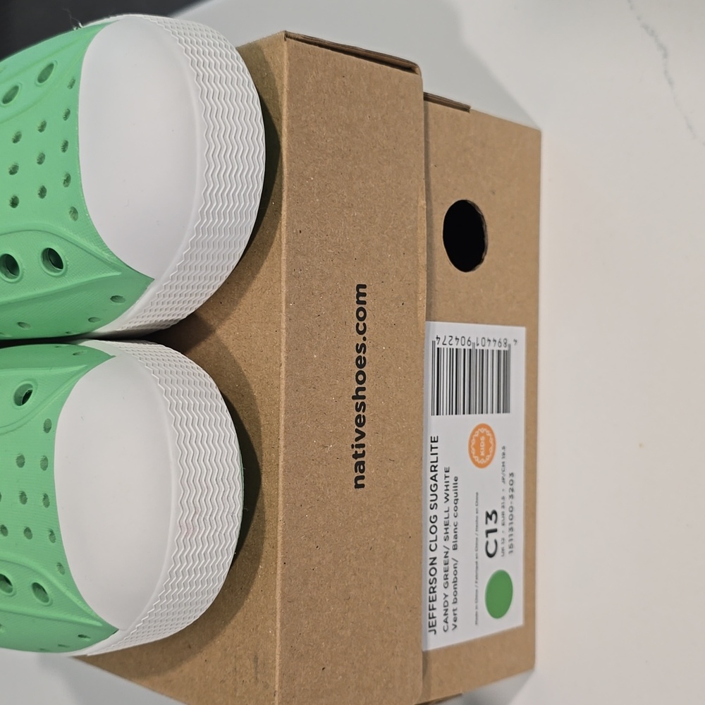 Kids Native Jefferson Clog Sugarlite Green Size C13 New In Box - Picture 7 of 7